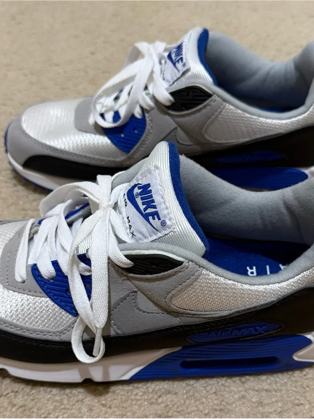 Nike Air Max Men's Athletic Sneakers in White, Gray & Blue